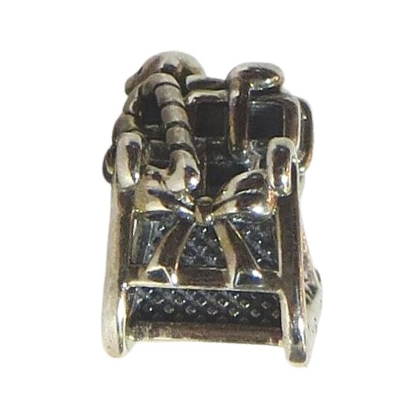 Pandora Christmas Dashing Through Snow Sleigh 14k Gold & SS .925 Charm 791207 - Picture 3 of 6